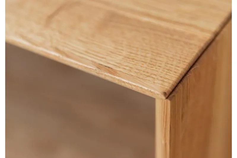 Vetrina 2 ante in legno naturale rovere massello vetro grafite