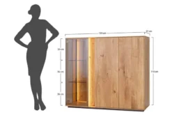 Vetrina bassa tripla moderna in rovere massello naturale