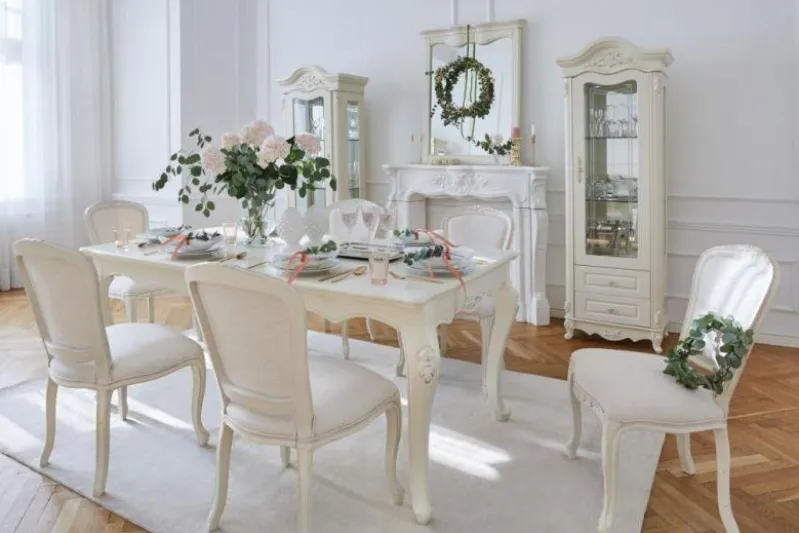 Vetrina classica salotto Avorio con apertura a sinistra Bella 925