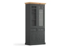Vetrina due ante pino massello grafite e naturale shabby chic