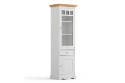 Vetrina libreria shabby chic pino massello bianco e top naturale