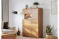 Vetrina moderna 2 ante apertura sinistra in legno massello oliato