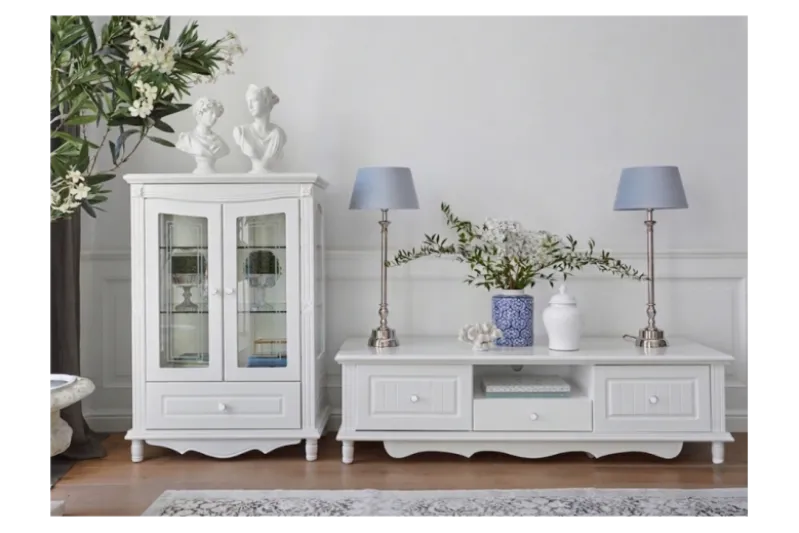 Vetrina provenzale bassa 2 anta Princess 860 colore Bianco