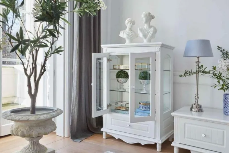 Vetrina provenzale bassa 2 anta Princess 860 colore Bianco