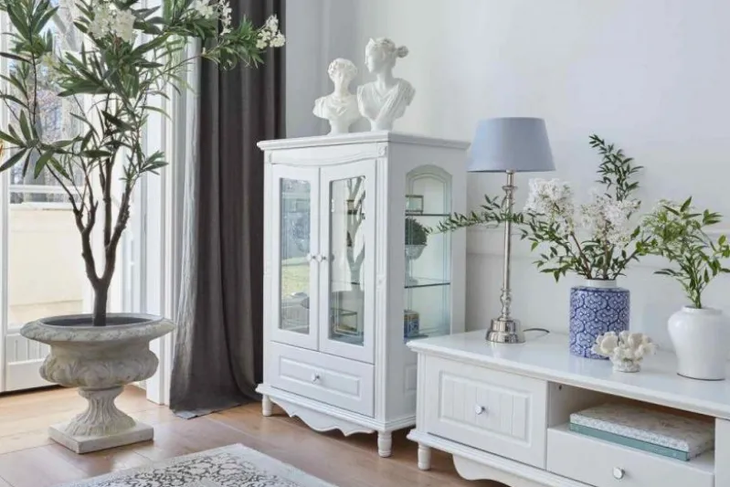 Vetrina provenzale bassa 2 anta Princess 860 colore Bianco