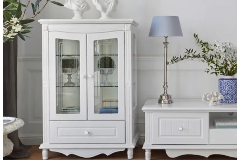 Vetrina provenzale bassa 2 anta Princess 860 colore Bianco