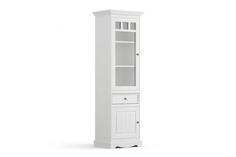 Vetrina shabby chic 1 anta pino massello bianco