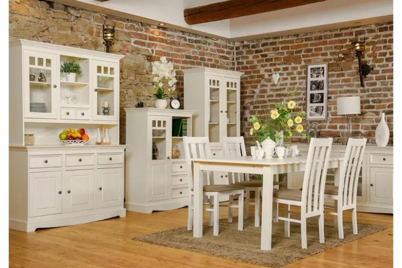 Vetrina shabby chic 2 ante pino massello bianco