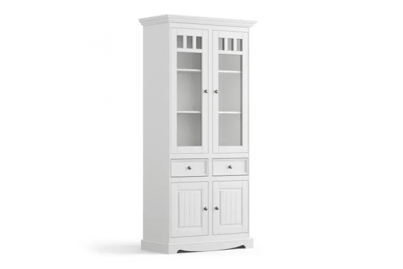 Vetrina shabby chic 2 ante pino massello bianco