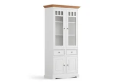 Vetrina shabby chic 2 ante pino massello bianco top rovere