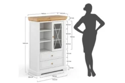Vetrinetta bassa legno massello di pino bianca shabby country