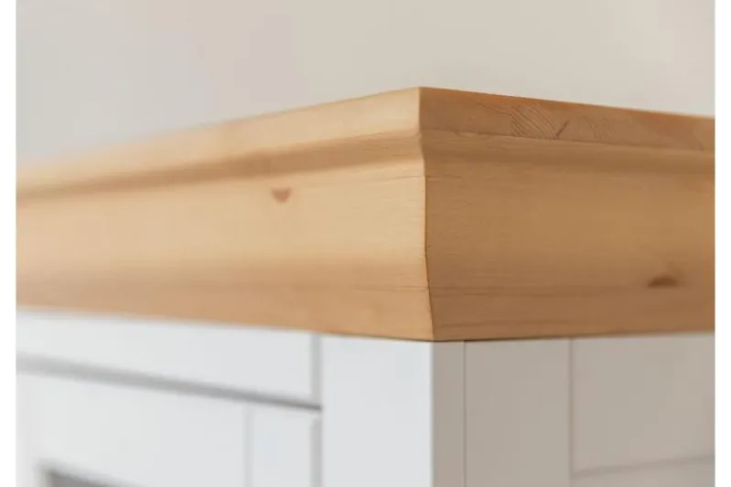 Vetrinetta bassa legno massello di pino bianca shabby country