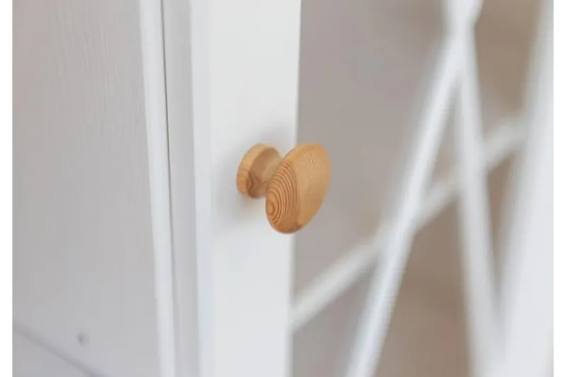 Vetrinetta bassa legno massello di pino bianca shabby country