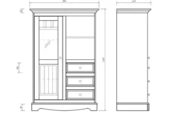 Vetrinetta libreria pino massello grafite e naturale shabby chic