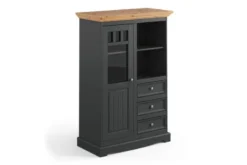Vetrinetta libreria pino massello grafite e naturale shabby chic
