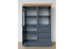 Vetrinetta libreria pino massello grafite e naturale shabby chic