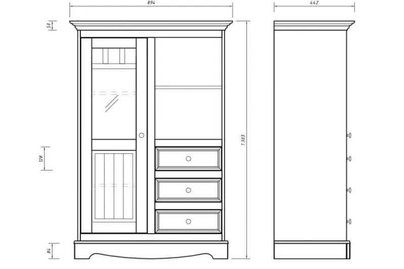 Vetrinetta shabby chic pino massello bianco