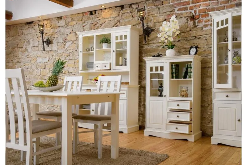 Vetrinetta shabby chic pino massello bianco