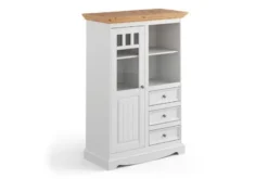 Vetrinetta shabby chic pino massello bianco e cappello naturale